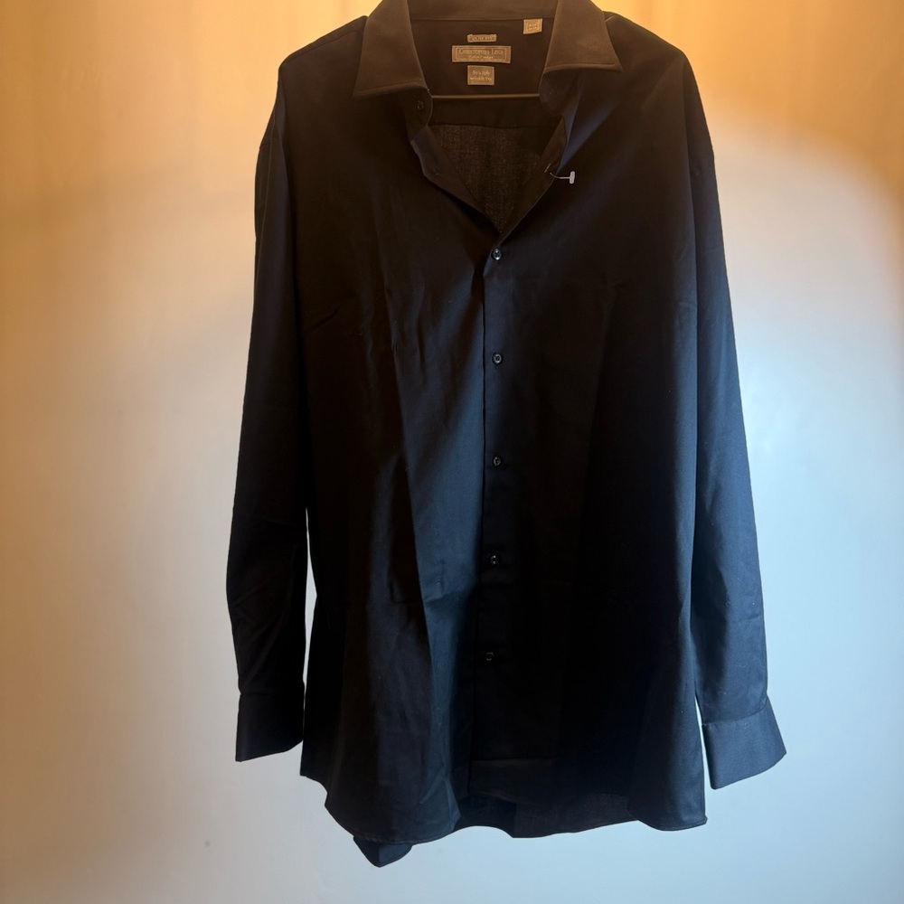 Christopher Lena‎ Slim Fit Black Dress Shirt  Button Down Holidays Parties XMAS